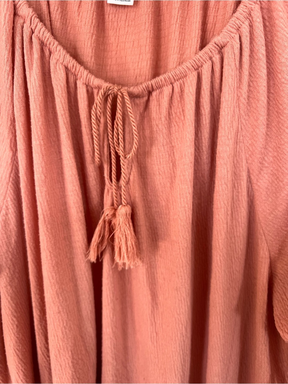 Boho Peasant Blouse with Tassel Tie - Dusty Rose - Picture 6 of 6